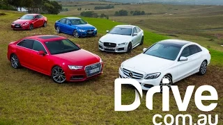 Audi A4 v BMW 330i v Jaguar XE v Lexus IS200t v Mercedes-Benz C250 | Drive.com.au