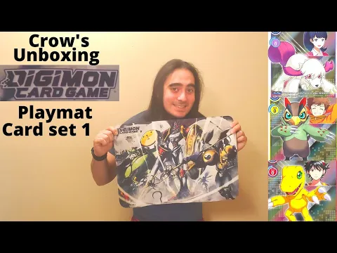 Crow's unboxing Digimon Card Game Playmat and Card Set 1 and Anime expo cards