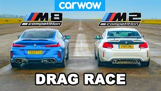 BMW M8 vs M2: DRAG RACE *David vs Goliath!*