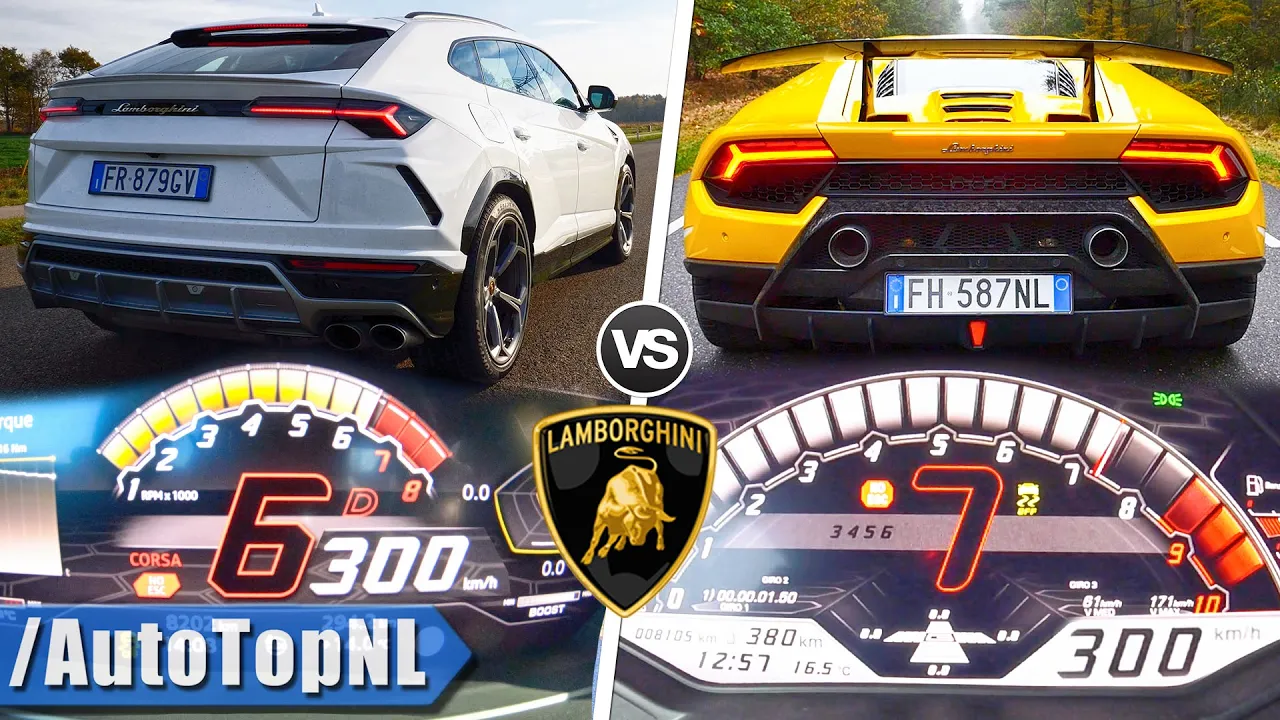 LAMBORGHINI Urus vs Huracan Performante | 0-300km/h ACCELERATION SOUND & AUTOBAHN POV by AutoTopNL
