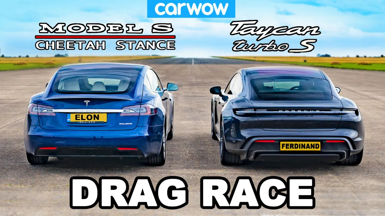 Tesla Model S Cheetah Stance vs Porsche Taycan Turbo S: DRAG RACE!