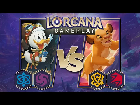 Disney Lorcana Trading Card Game Gameplay - Amythest/Sapphire vs Amber/Ruby (Game 2)