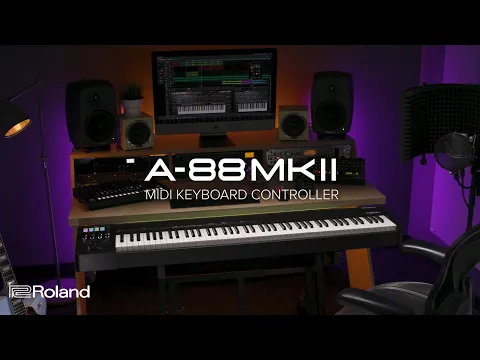 Product video thumbnail for Roland A-88MK2 88-Key MIDI Keyboard w/ RGB-Lit Control Pads