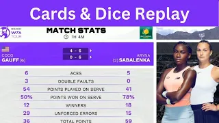 Grand Slam Tennis : Coco Gauff  vs  Aryna Sabalenka  card & dice replay