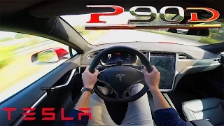 Tesla Model S 2017 P90D ACCELERATION & TOP SPEED Test Drive POV Ludicrous LAUNCH mode