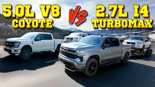 Can a 4-Cyl Turbo Chevy Silverado Tow BETTER Than a V8 Ford F-150? | Ike Gauntlet Towing Test