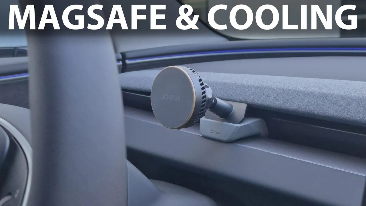 Jowua active cooling MagSafe car mount for air vents Model 3 Highland & Model Y Juniper