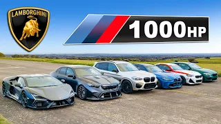 Lambo Revuelto v 1000hp tuned BMWs: DRAG RACE