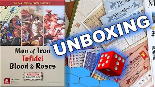 Men of Iron Battles Tri-Pack: Men of Iron, Infidel, Blood & Roses UNBOXING PREVIEW, Medieval Wargame