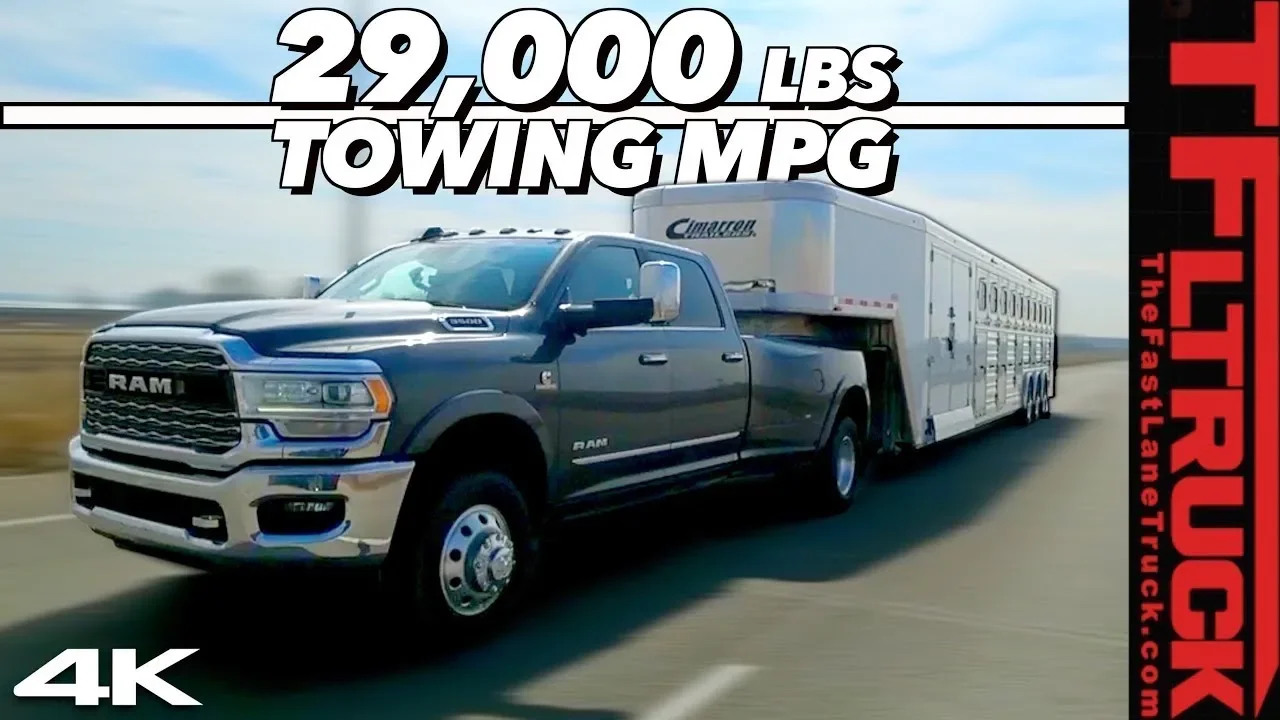 We Max Out the New 2019 Ram Cummins HD with 29,000 lbs & a 50 FOOT Trailer to Test Towing MPG!