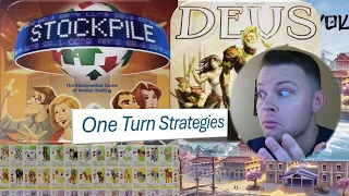 One Turn Strategies | Stockpile, Dog Park, Deus Board Game