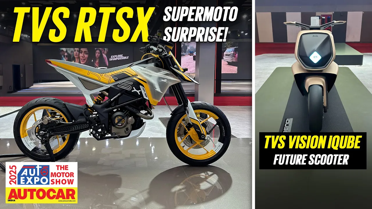 TVS RTSX - Supermoto that could come soon (+ Vision iQube concept) | Auto Expo 2025 | Autocar India