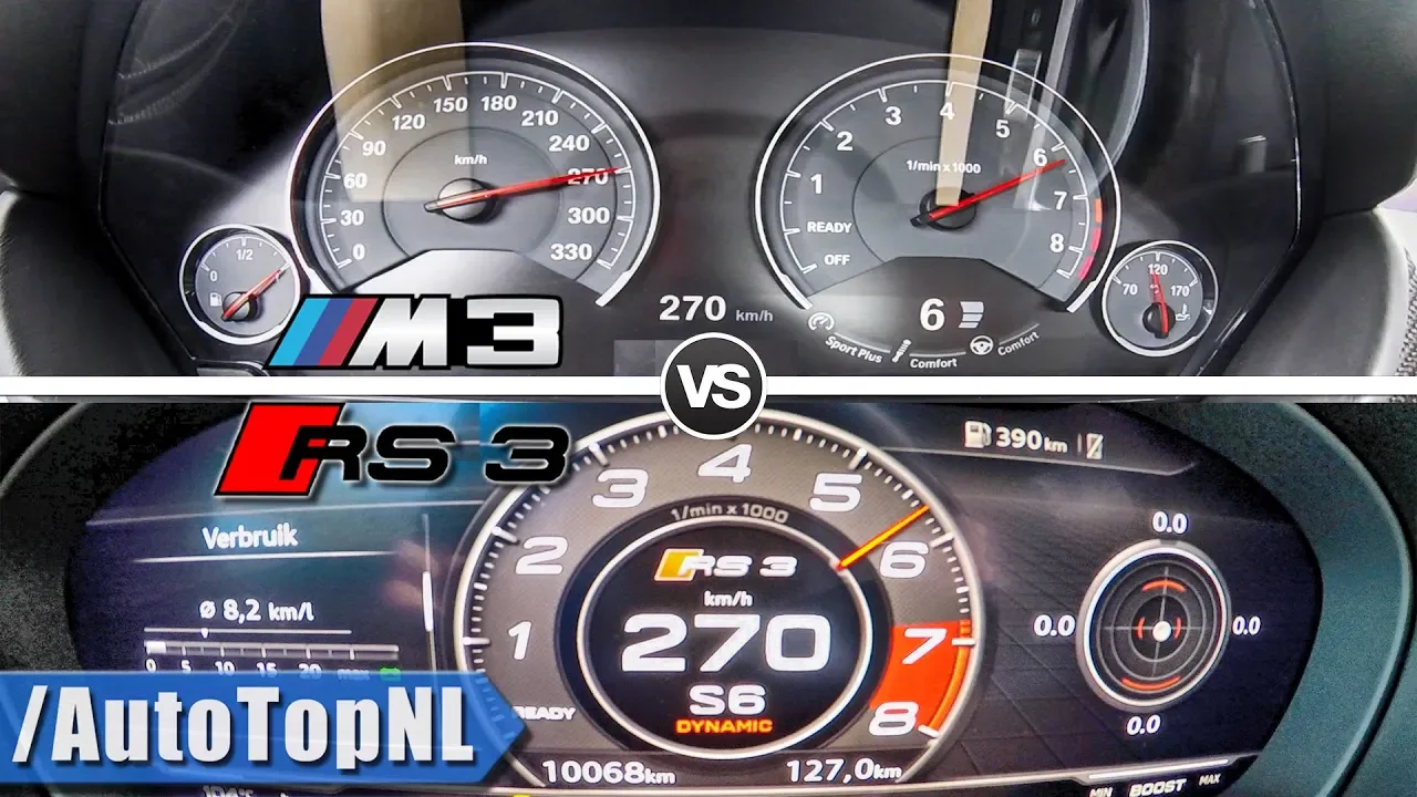 BMW M3 COMPETITION 450HP vs 400HP Audi RS3 | 0-270km/h ACCELERATION & AUTOBAHN POV by AutoTopNL