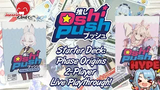 [Oshi Push] Starter Deck 2-player play through! (Yuki & Yuna | Twin Vtubers)
