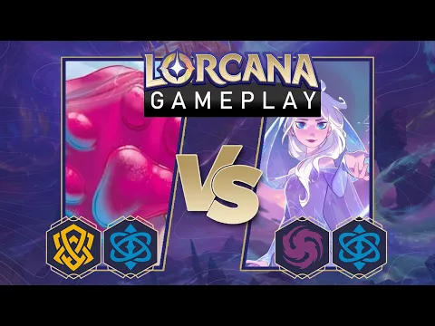 Disney Lorcana Trading Card Game Gameplay - Amber/Sapphire vs Amethyst/Sapphire
