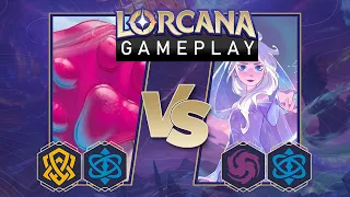 Disney Lorcana Trading Card Game Gameplay - Amber/Sapphire vs Amethyst/Sapphire