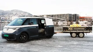 TEST - Hvor høyt blir forbruket på ID.Buzz Cargo med fullt lass i bil og tilhenger