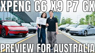 Walkaround of Xpeng P7, GX, G6 and X9 at Xpeng HQ in Guangzhou, China