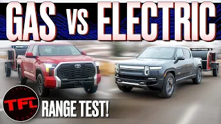 Rivian R1T vs. Toyota Tundra: How Far Can Each Truck Tow On A Single 'Fill-Up'?