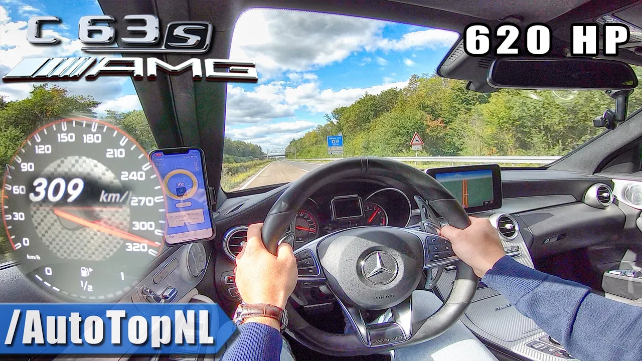 620HP C63 AMG 309km/h! on AUTOBAHN (No Speed Limit) by AutoTopNL