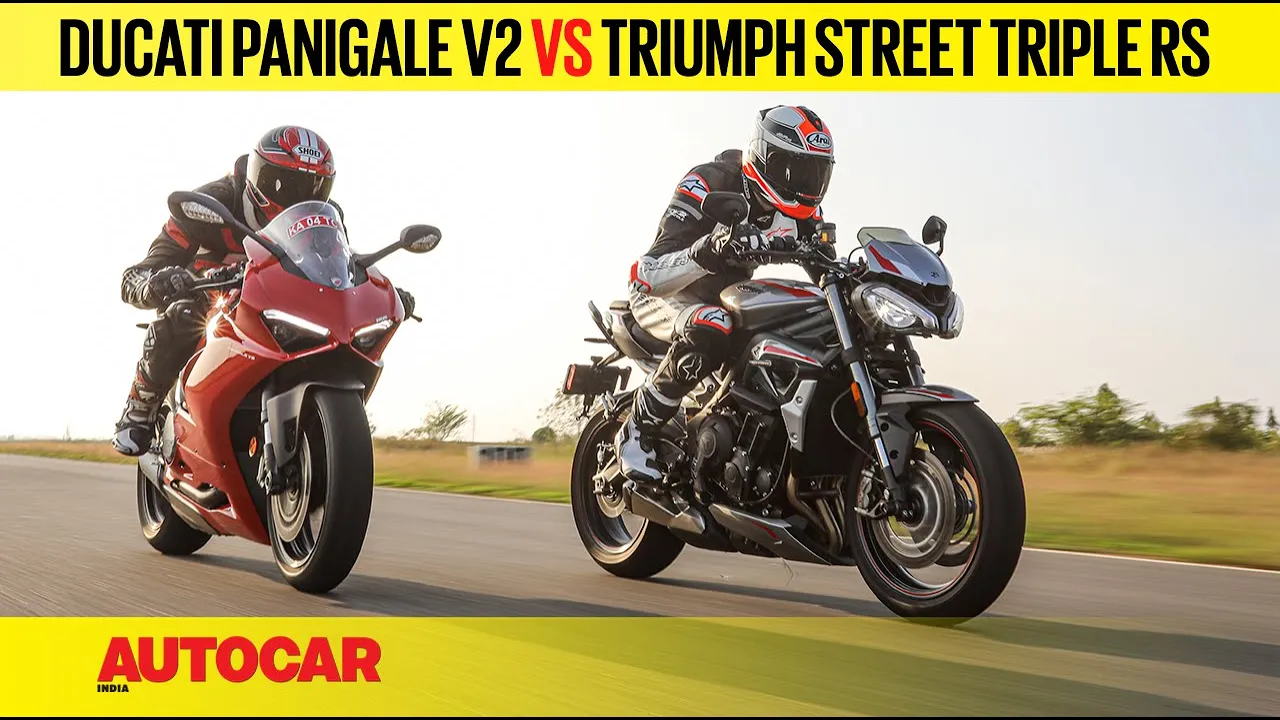 Ducati Panigale V2 vs Triumph Street Triple RS - Track or treat? | Comparison | Autocar India