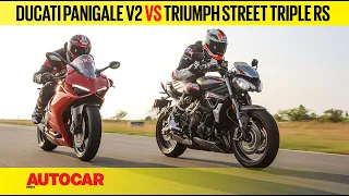 Ducati Panigale V2 vs Triumph Street Triple RS - Track or treat? | Comparison | Autocar India