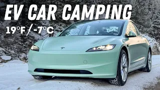 Sleeping In My Tesla Below Freezing! Overnight Energy Consumption, Comfort, Camp Mode, & More
