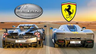 Ferrari SP3 v Pagani Huayra: DRAG RACE