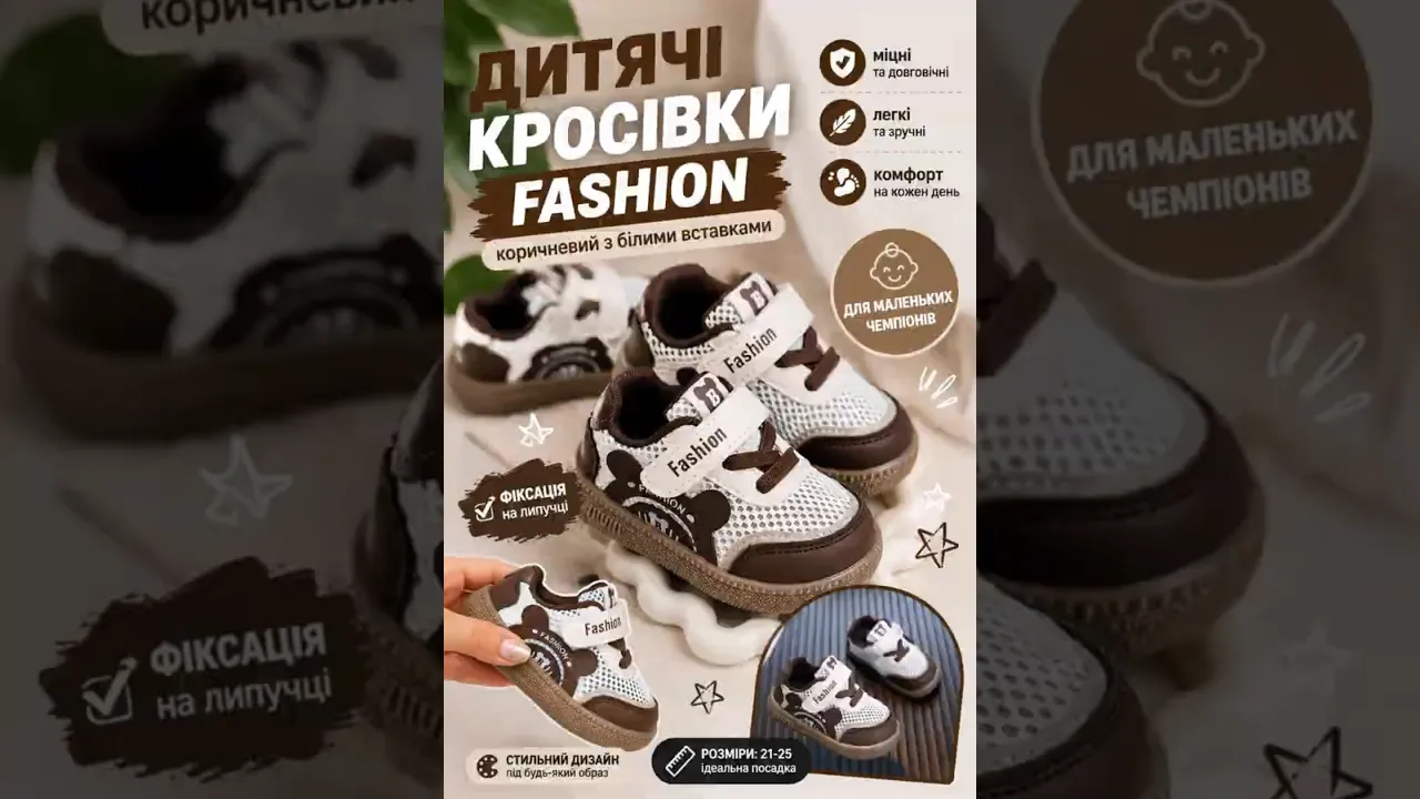 Кроссовки детские Fashion цвет коричневый с белыми вставками 11098