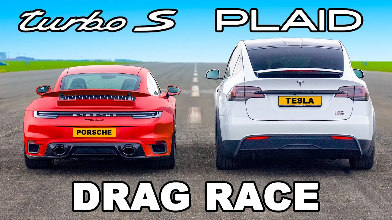 Tesla Model X Plaid v Porsche 911 Turbo S: DRAG RACE