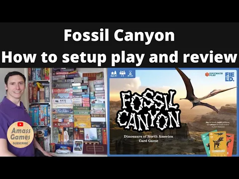Fossil Canyon deluxe edition board game Kickstarter how to setup play and review * AmassGames dinos