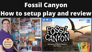 Fossil Canyon deluxe edition board game Kickstarter how to setup play and review * AmassGames dinos