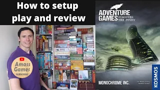 6.9 Kosmos Adventure Games Monochrome Inc. how to setup play and review co-op board game AmassGames