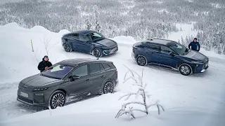 Vintertest av Tesla Model Y, Skoda Enyaq og Toyota bZ4X – hvilken er best?