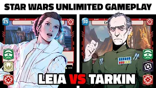 Star Wars Unlimited Gameplay! Leia Aggression VS Tarkin Aggression - SWU TCG FFG