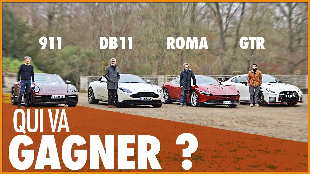 BATTLE SUPERCAR 🏁 911 vs DB11 vs ROMA vs GTR (Attention, Grosse mauvaise foi!)