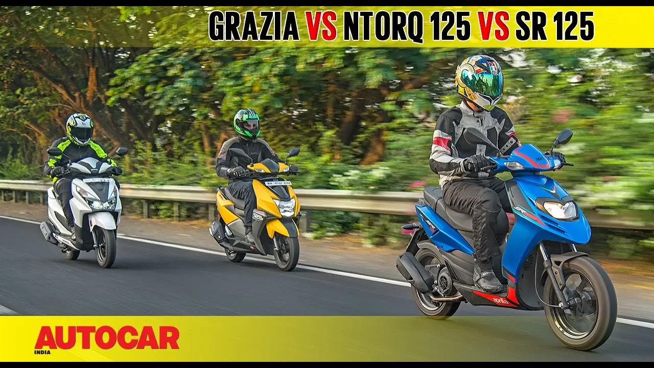 TVS Ntorq 125 vs Aprilia SR 125 vs Honda Grazia | Comparison Test | Autocar India