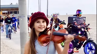 Crazy Masquerade During My Street Performance | Permission to Dance - BTS - Violin Cover
