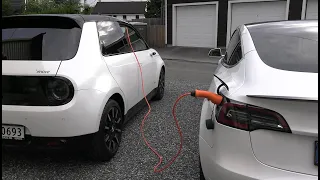 Honda e giving juice to Tesla Model 3
