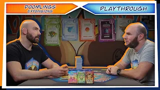 Doomlings + Expansions | PLAYTHROUGH | 2 Player | Quick Catastrophes