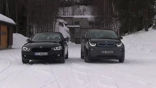 BMW i3 vs 316d F30 drag race