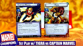 Marvel Champions Civil War Solo Playthrough with TIGRA vs CAPTAIN MARVEL | Fantasy Flight Games