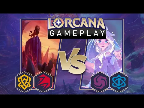 Disney Lorcana Trading Card Game Gameplay - Amber/Ruby vs Amethyst/Sapphire