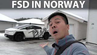 Tesla Cybertruck Full Self-Driving (Supervised) on snow in Norway