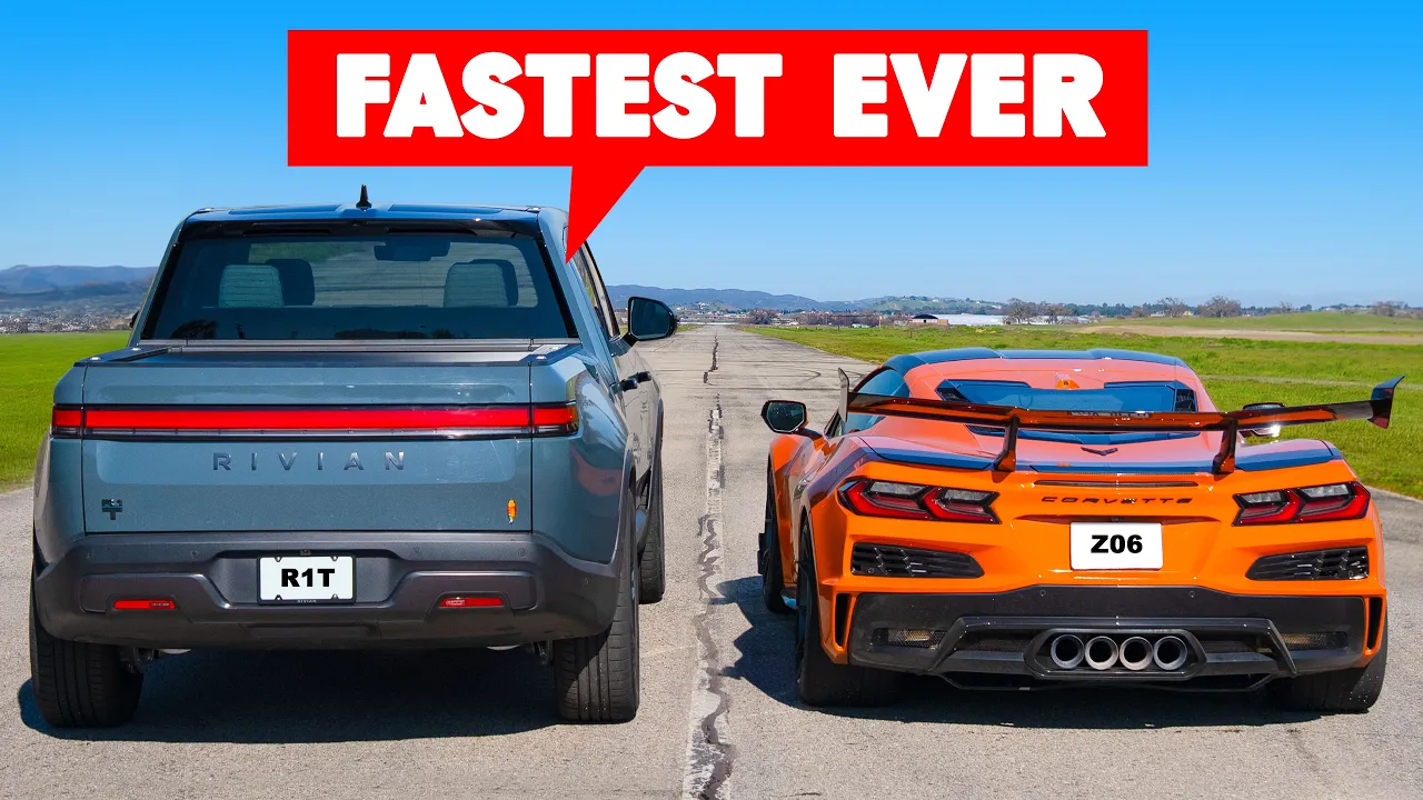 Are supercars POINTLESS? Corvette Z06 v Rivian R1T: DRAG RACE