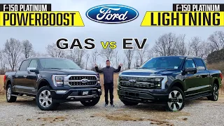 TIME TO GO EV?? -- 2022 Ford F-150 Lightning vs. Ford F-150 PowerBoost Platinum: Comparison