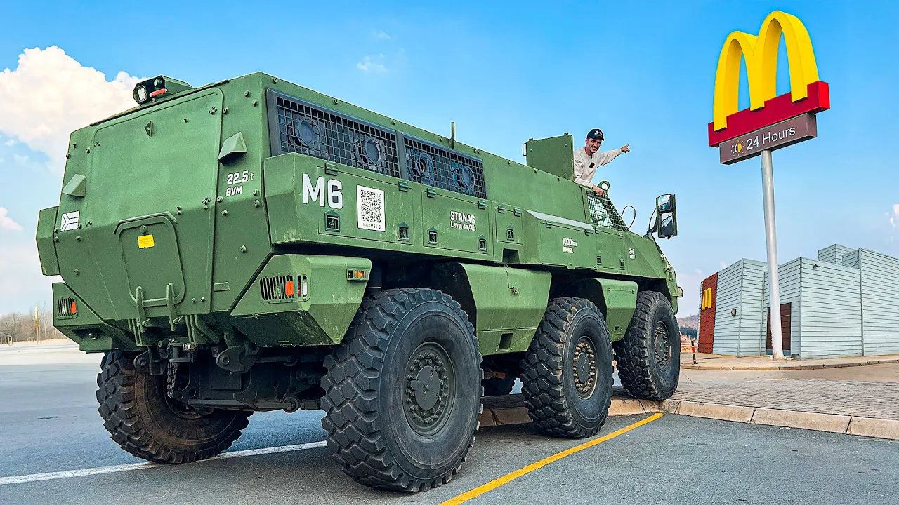 Heavily Armored 6X6 Truck VS McDonalds Drive-Thru