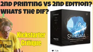 Stonesaga Second Printing (A-) Kickstarter Critique Review
