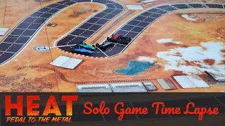 Two Solo plays of Heat - Pedal to the Metal board game time lapse on different Maps.