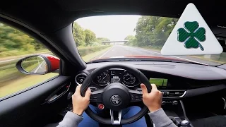 Alfa Romeo Giulia Quadrifoglio QV ACCELERATION & TOP SPEED POV on Autobahn Test Drive